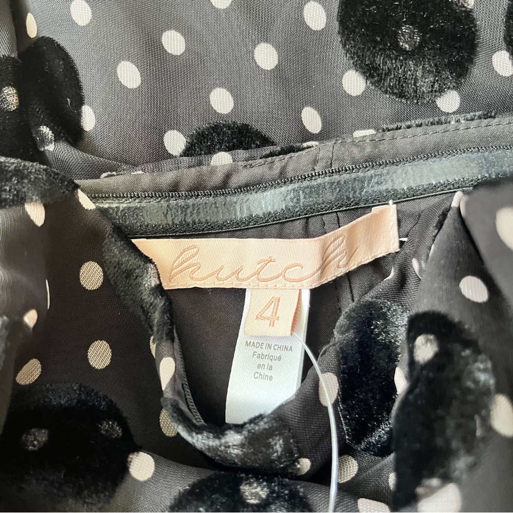 Anthropologie Hutch NWT Velvet Maxi Dress Size 4 Black White Polka Dot Strapless - Picture 9 of 16